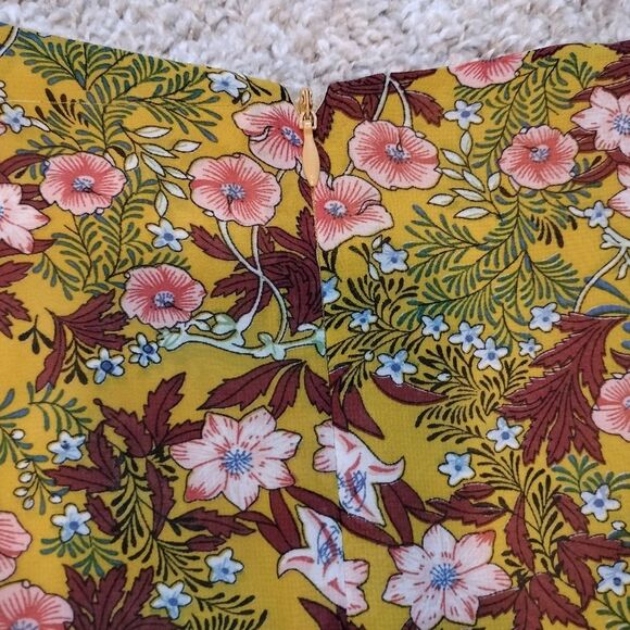 Essue Women's Yellow Cottagecore Floral V Neck Belll Sleeve Dress Sz Small - Picture 9 of 9